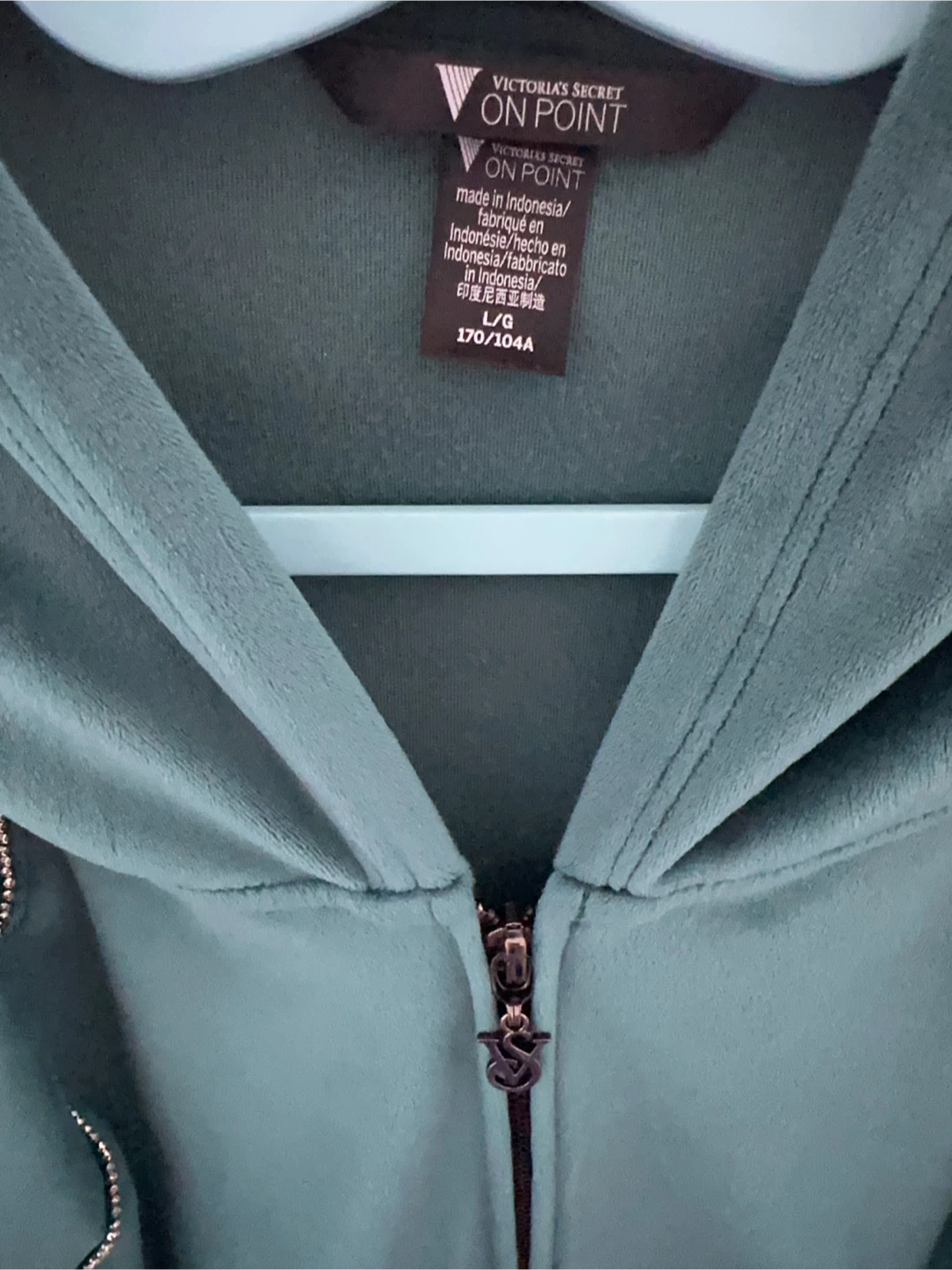 Victoria's Secret Velour Green Set VELVET Full Zip Hoodie Hoodie - photo 5