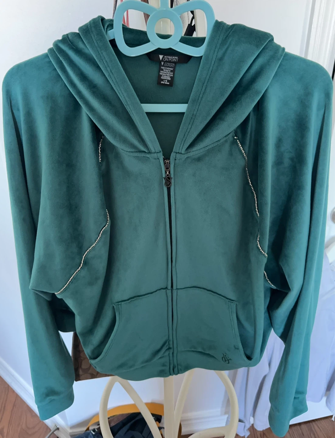 Victoria's Secret Velour Green Set VELVET Full Zip Hoodie Hoodie - photo 4