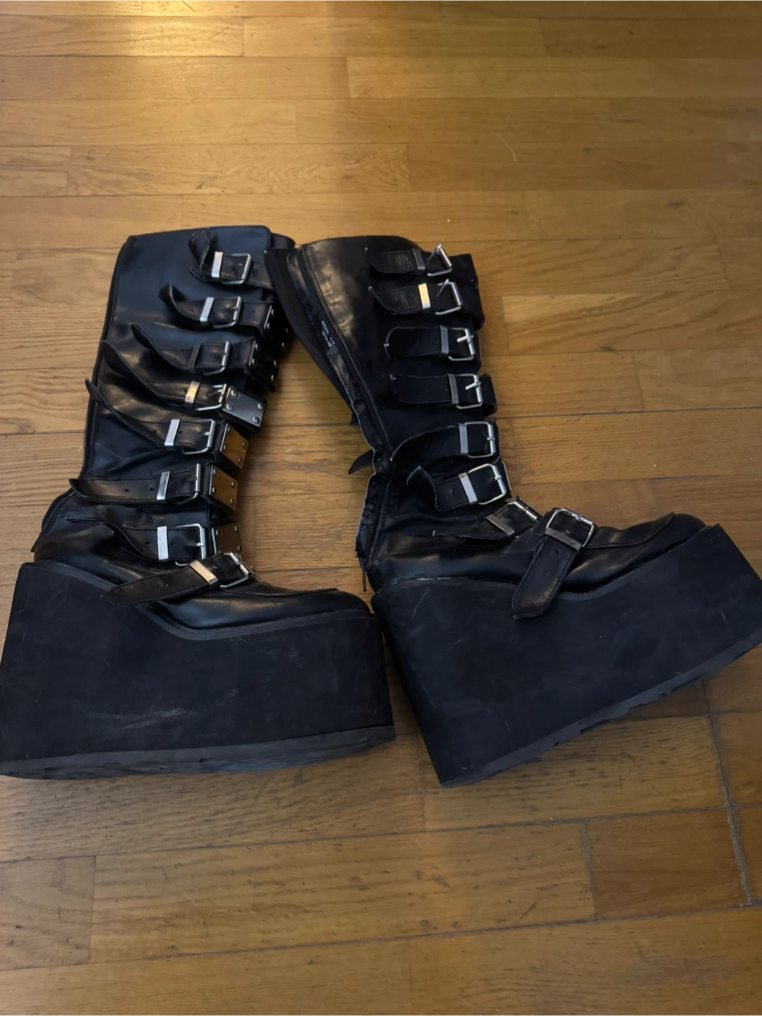 DEMONIA Damned 318 Multi Strap Goth Punk Rock Platform Boots