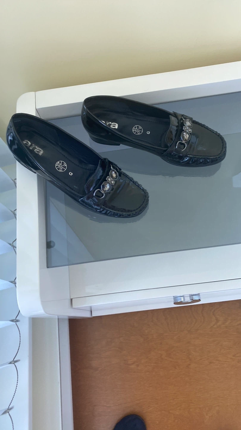 Ara Black Patent Loafers - Size 6