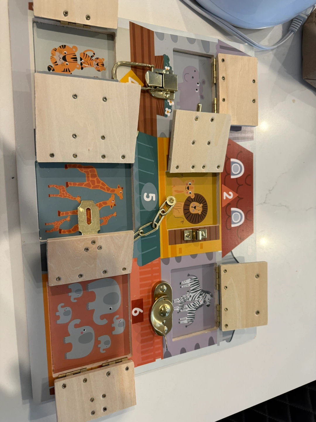 Wooden Activity Board with Locks and Latches