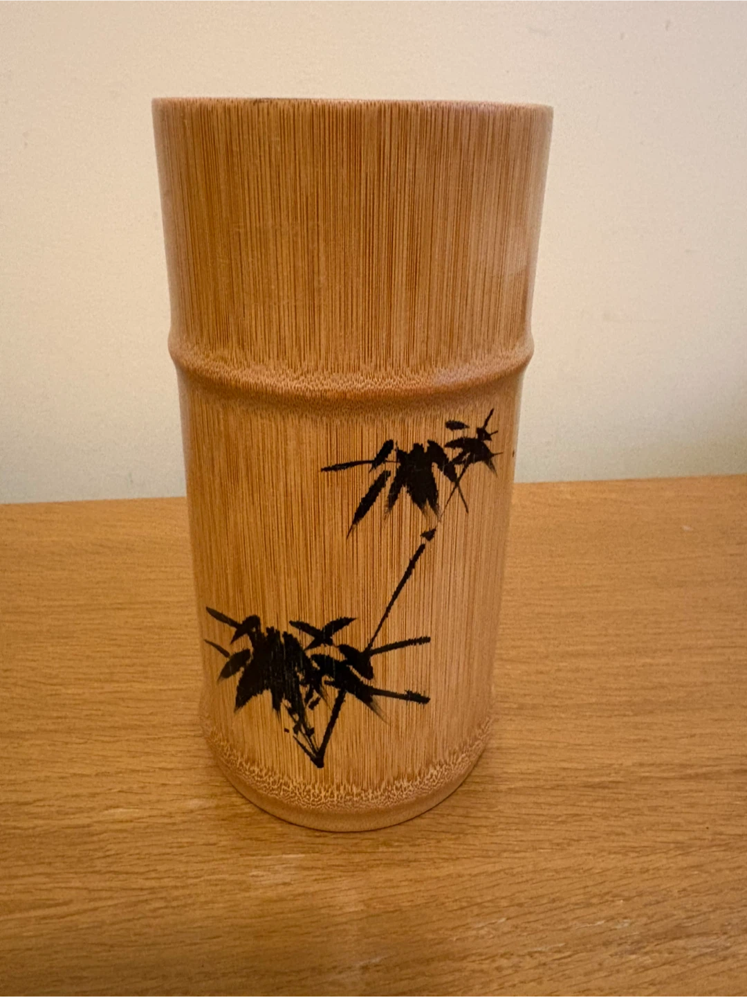 Bamboo Cup with Writing & Bamboo Leaf Design