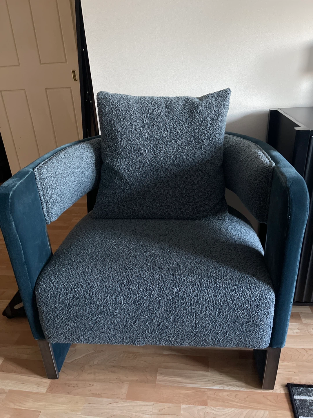 Dark Blue Accent Chair with Pillow - Only For Pickup