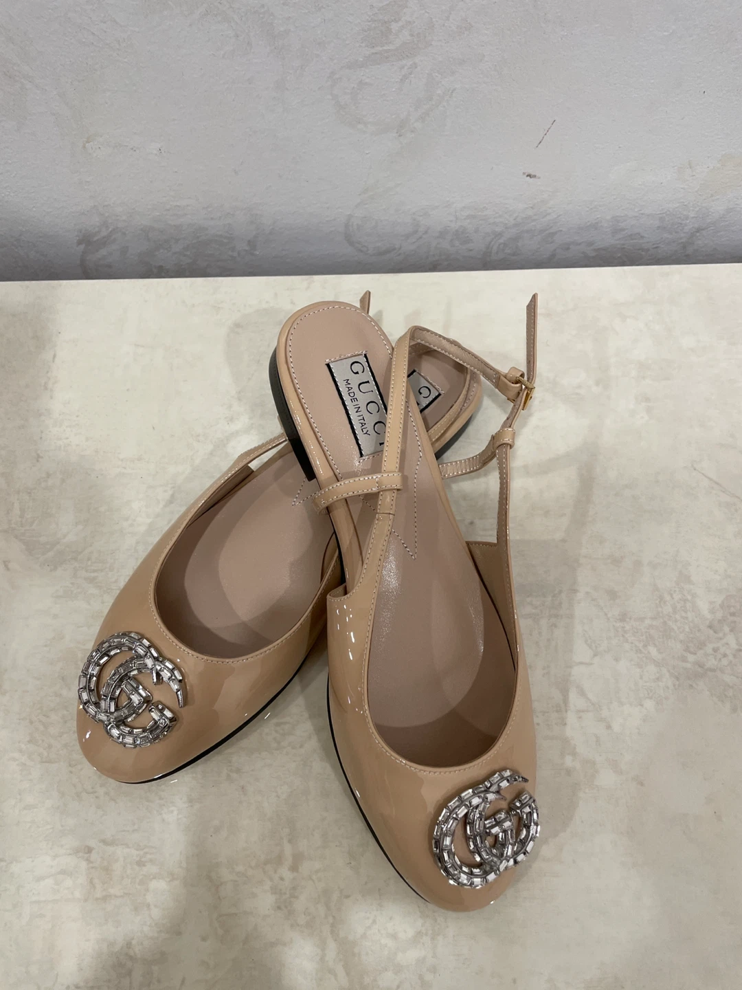 Gucci Ballet Flats Women's Size 40 Nude Patent Leather Slingback
