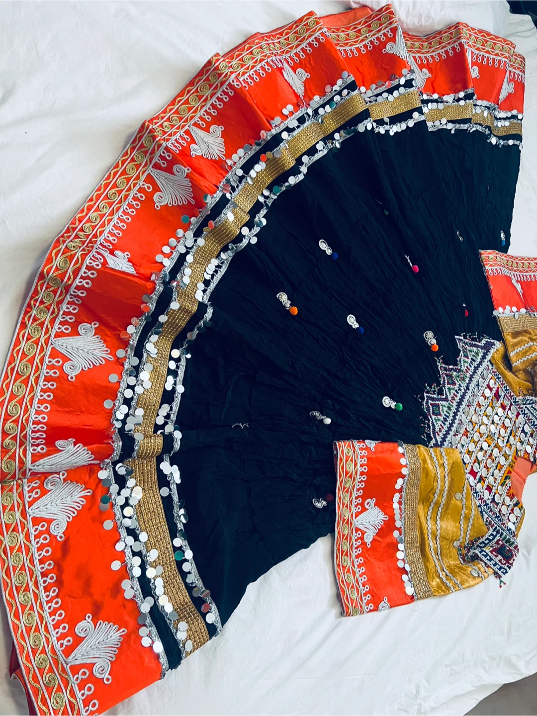 Black Traditional Afghan Dress with Orange Trim - photo 4