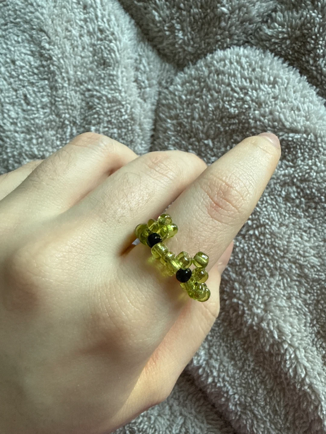 Handmade Beaded Frog Ring