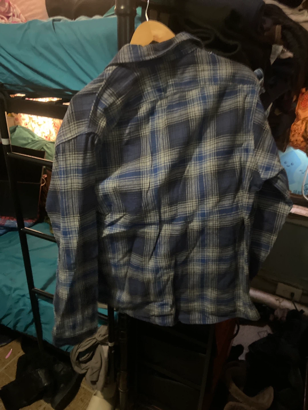 Blue Plaid Flannel Button-Up Shirt - photo 2