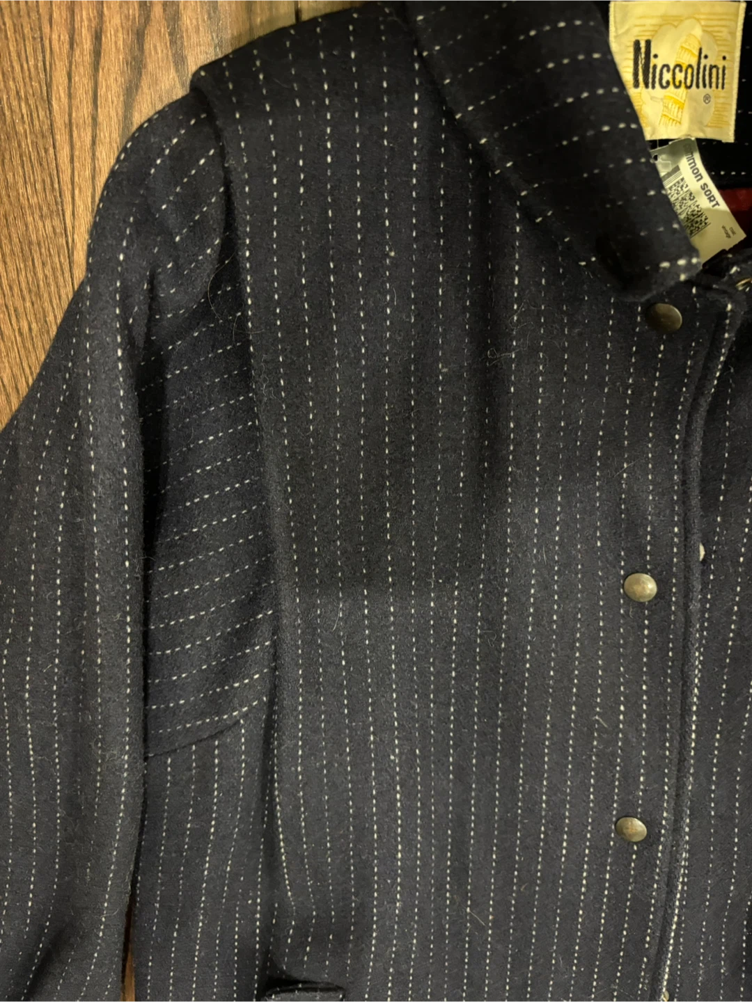 Niccolini Navy Pinstripe Coat - Size M - photo 4