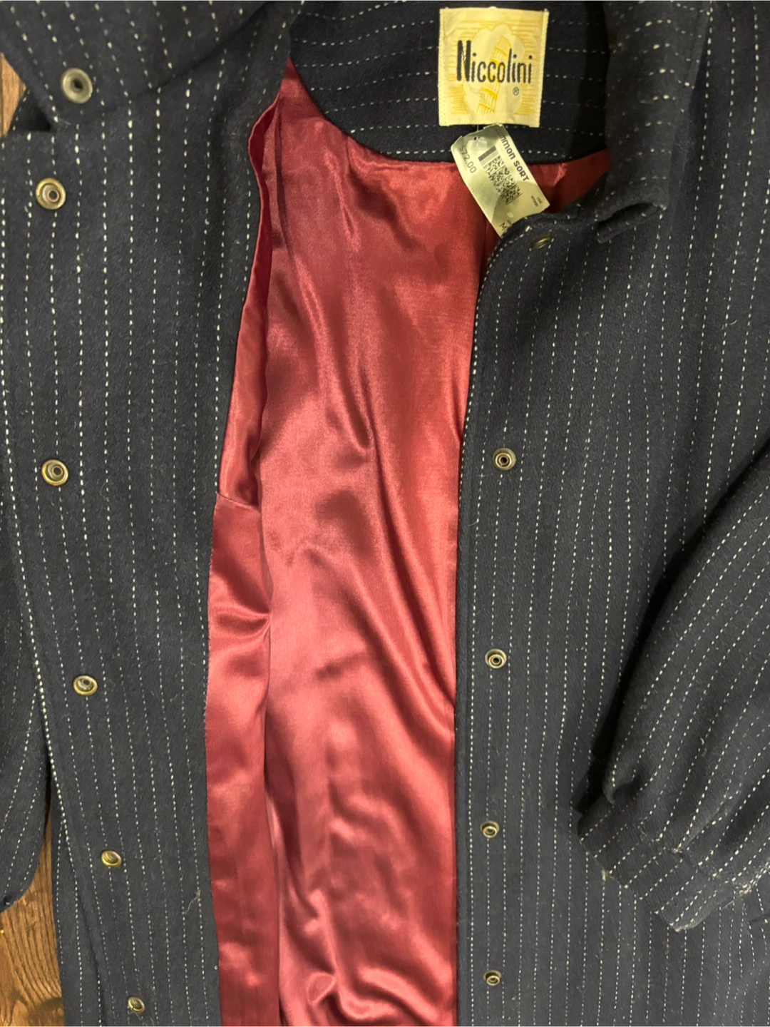 Niccolini Navy Pinstripe Coat - Size M - photo 5