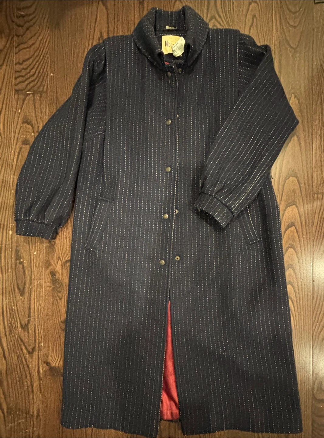 Niccolini Navy Pinstripe Coat - Size M