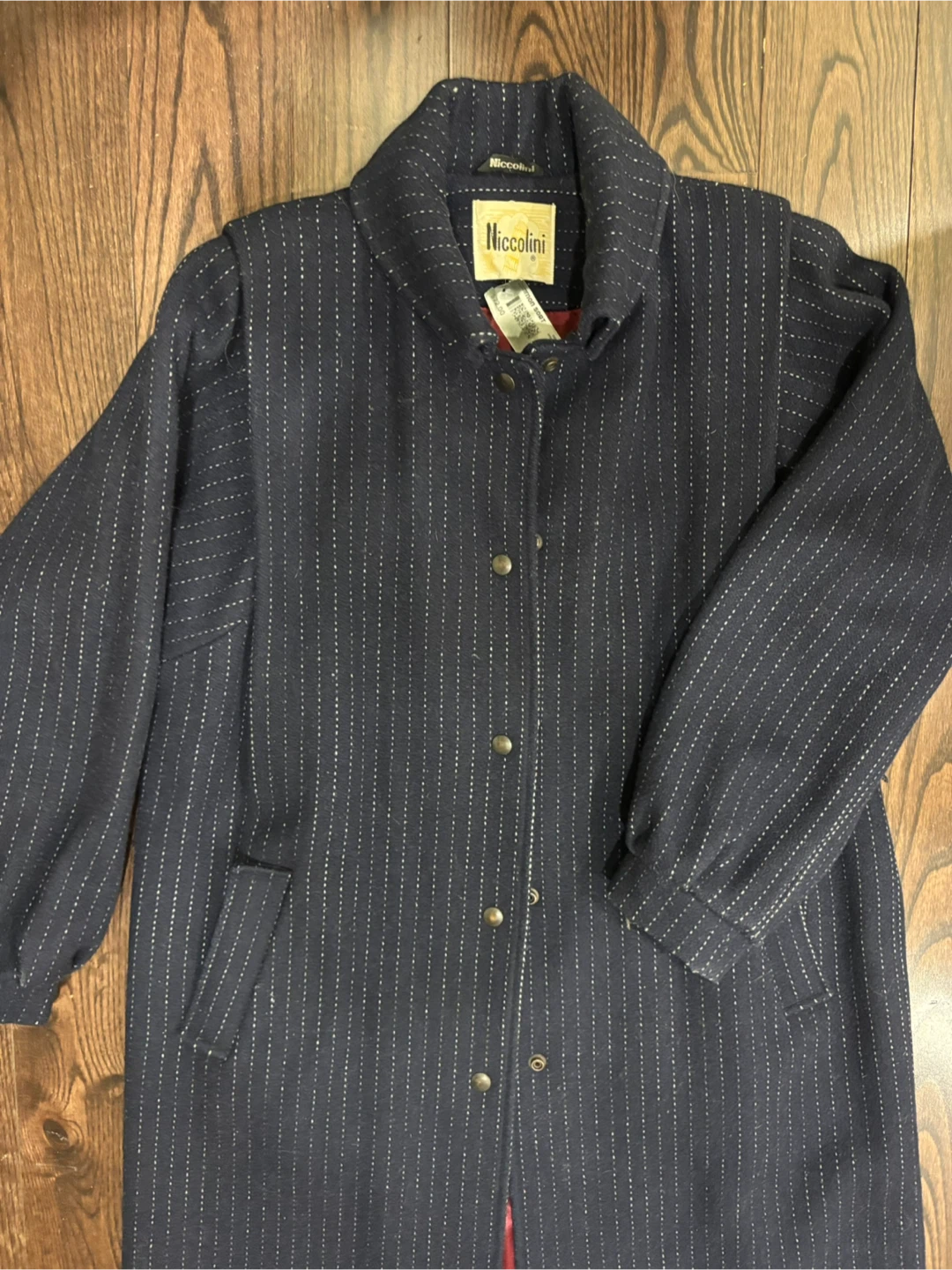 Niccolini Navy Pinstripe Coat - Size M - photo 3