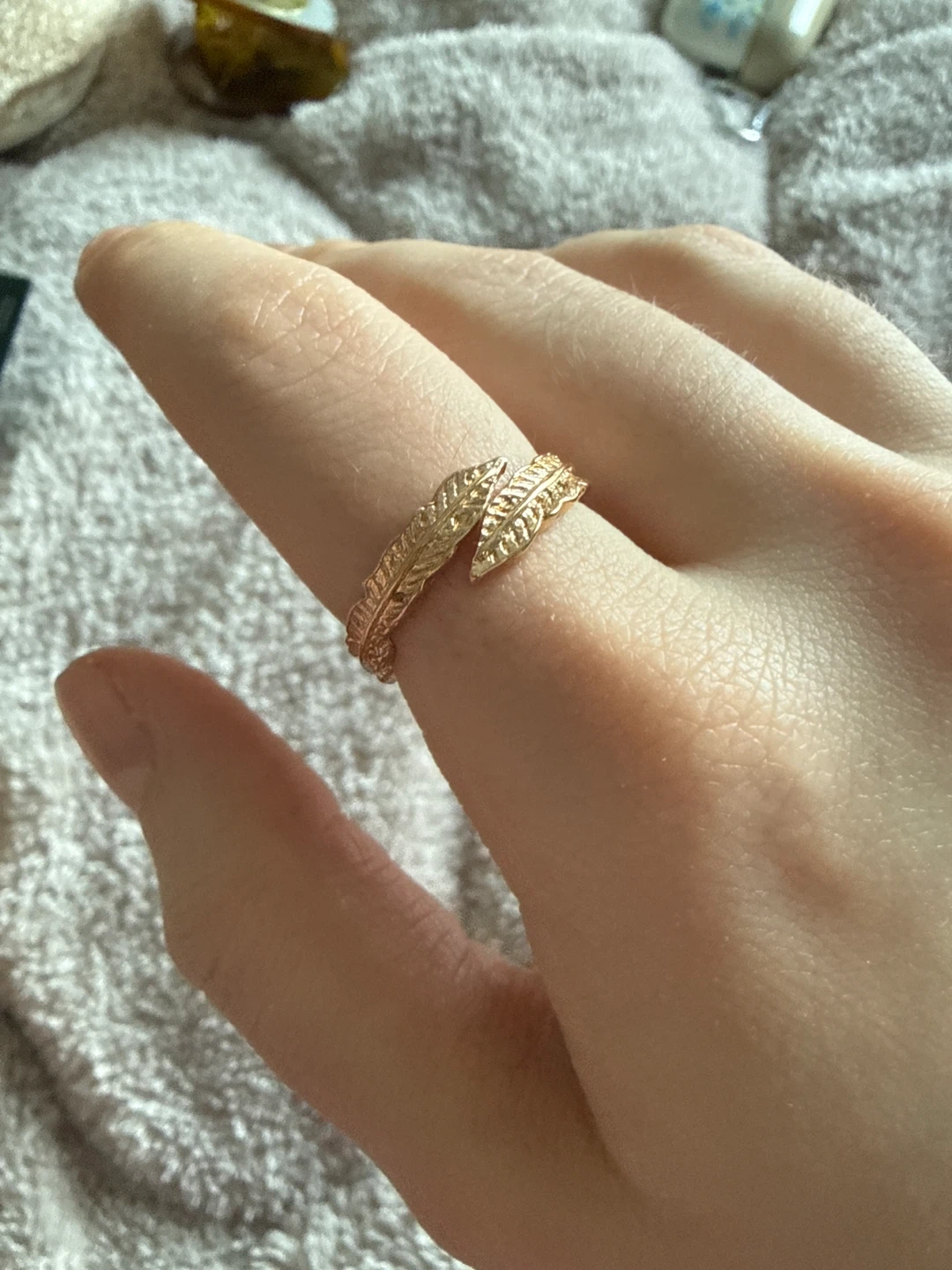 Gold-tone Feather Ring
