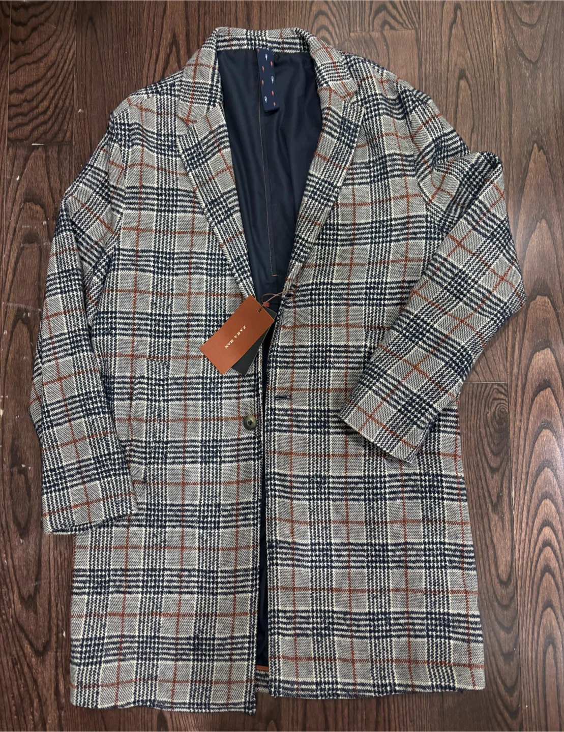 Zara Man Plaid Wool Blend Coat