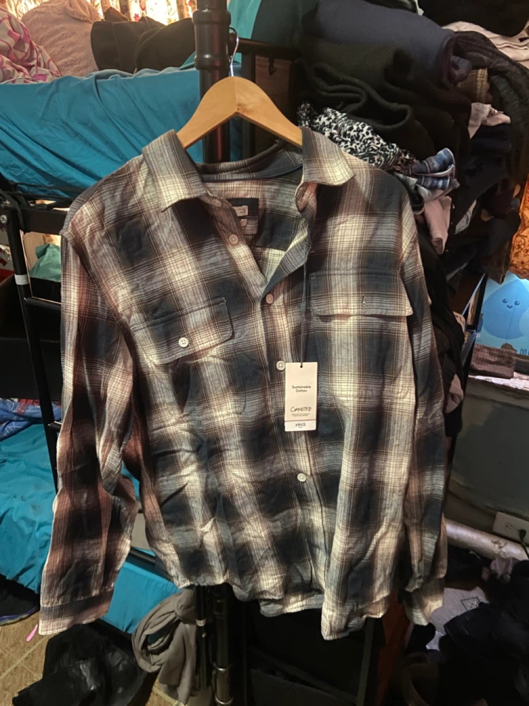 MNG Plaid Button-Up Shirt - Size M