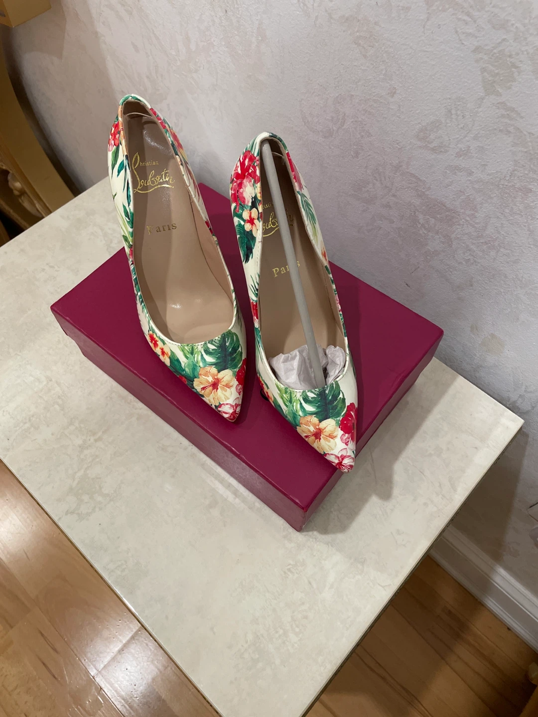 Christian Louboutin Paris Floral Print Heels