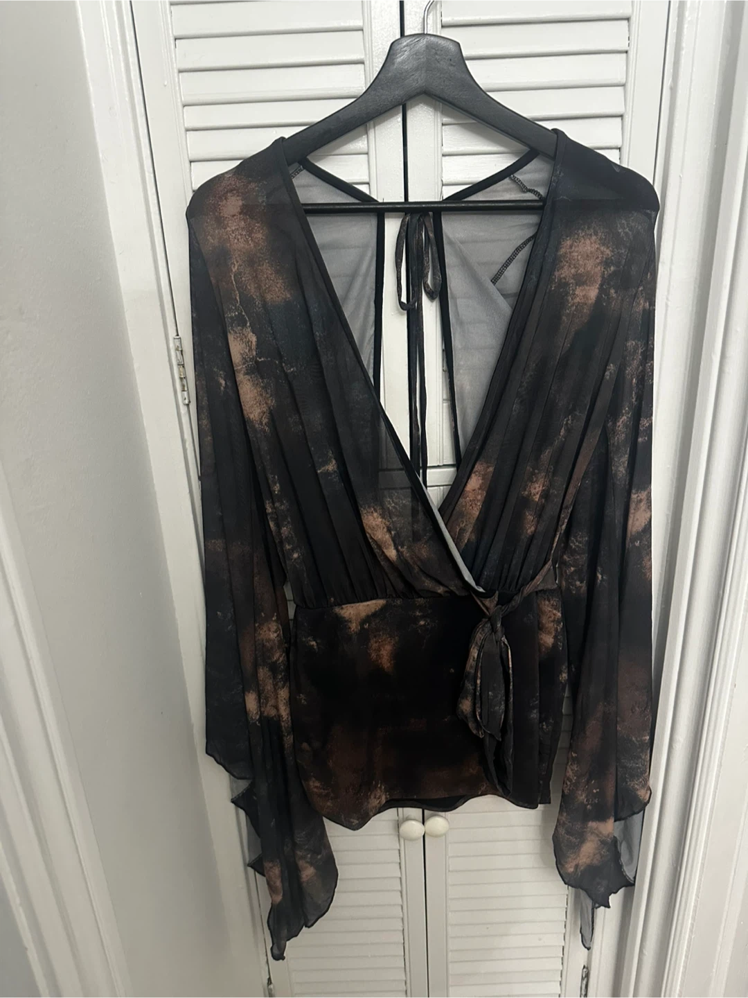 New Fashion Nova Tie-Front Burnout Dress