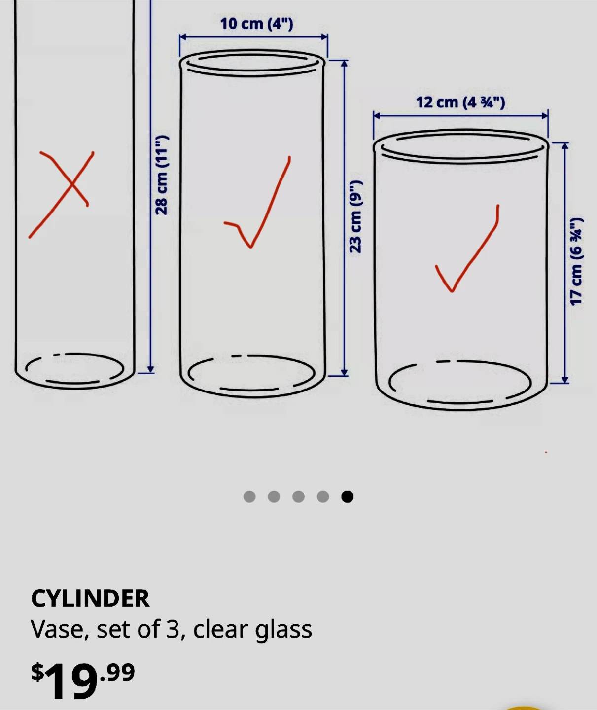 2 IKEA CYLINDER vases - Clear Glass - photo 2