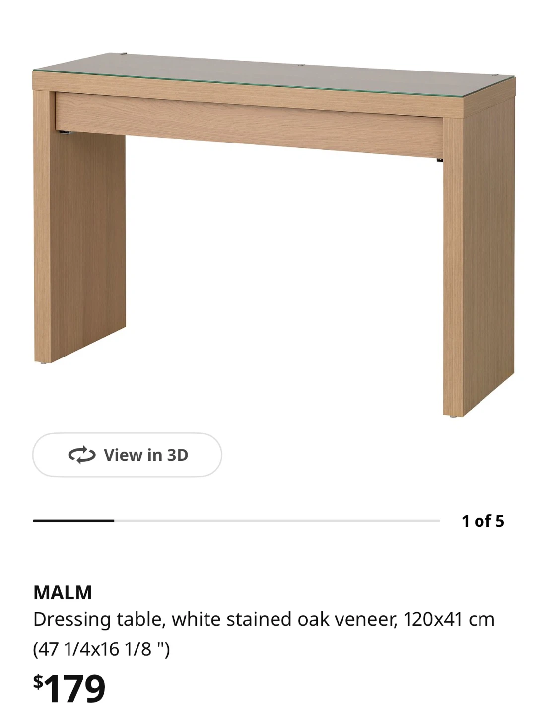 IKEA MALM Dressing Table - White Stained Oak Veneer - photo 5