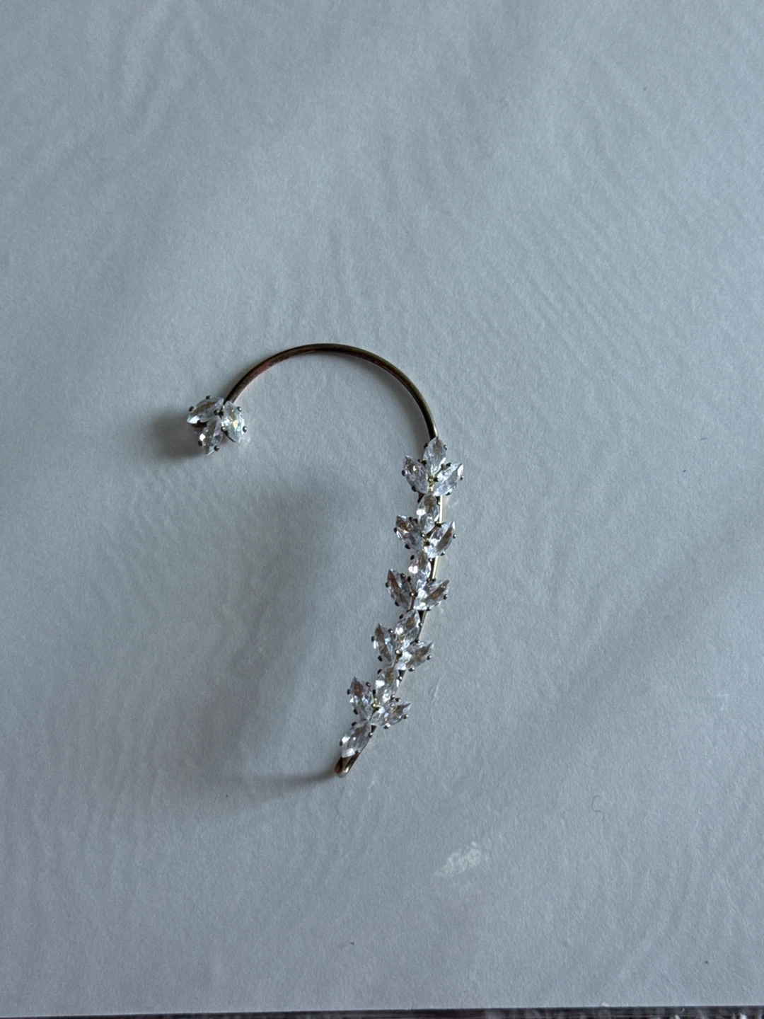 Gold-tone Ear Cuff with Crystal Leaf Design