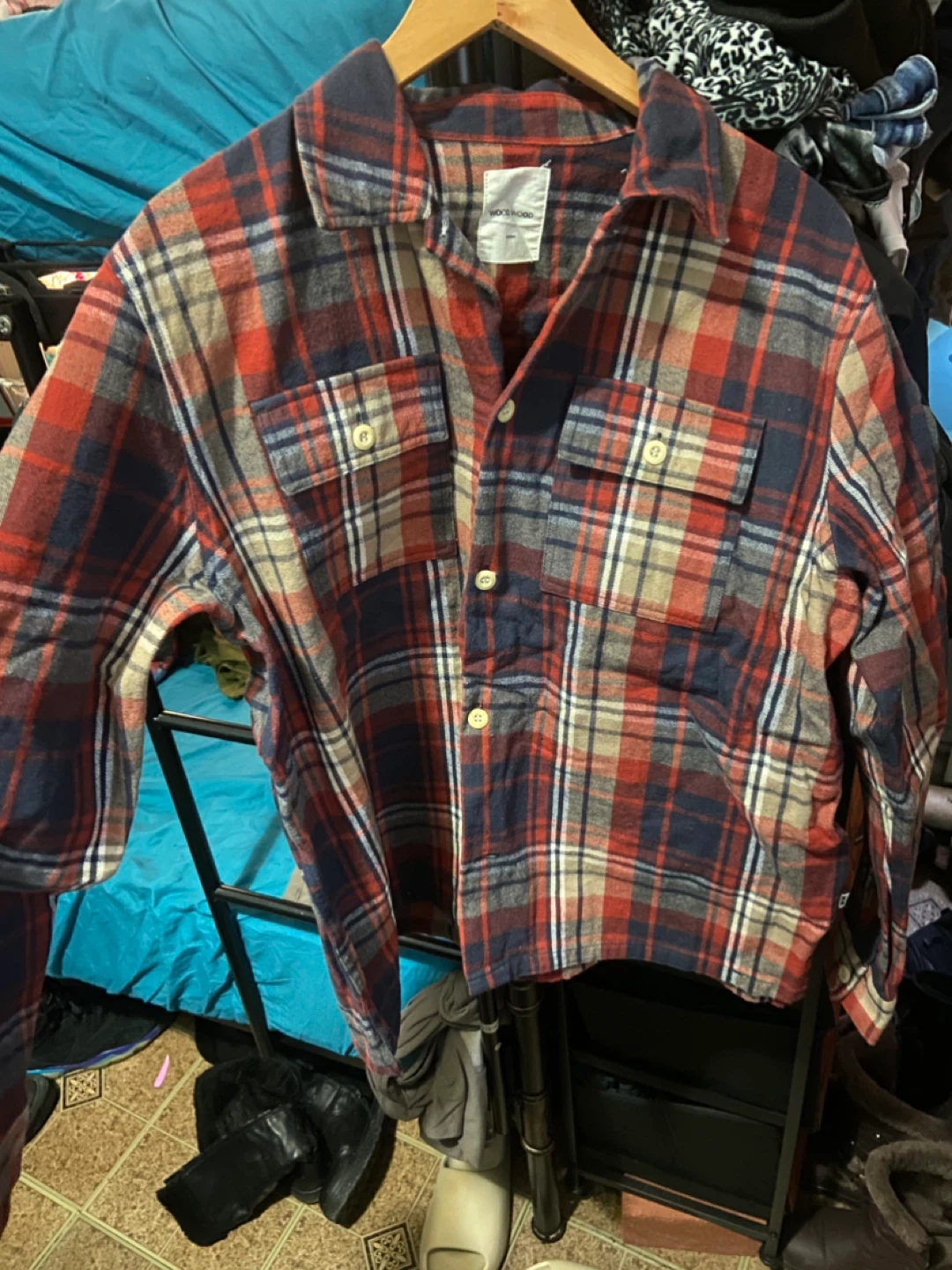 Wood Wood Plaid Flannel Shirt Jacket