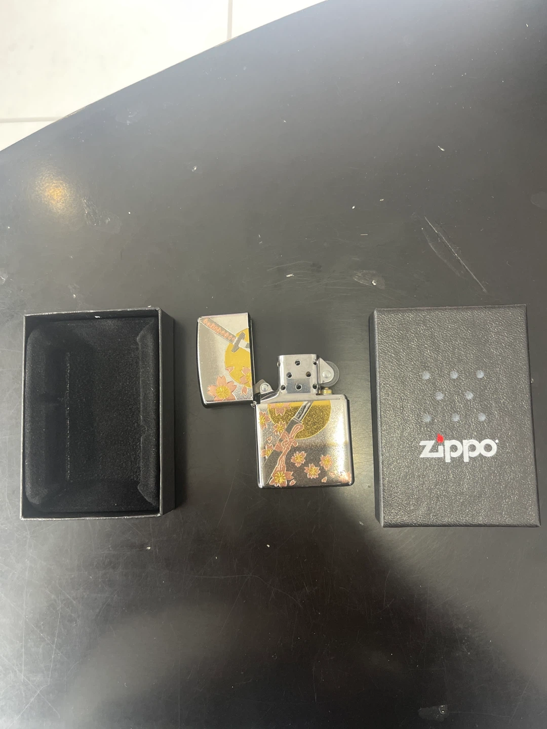 Zippo Lighter with Cherry Blossom and Sword Design - photo 3