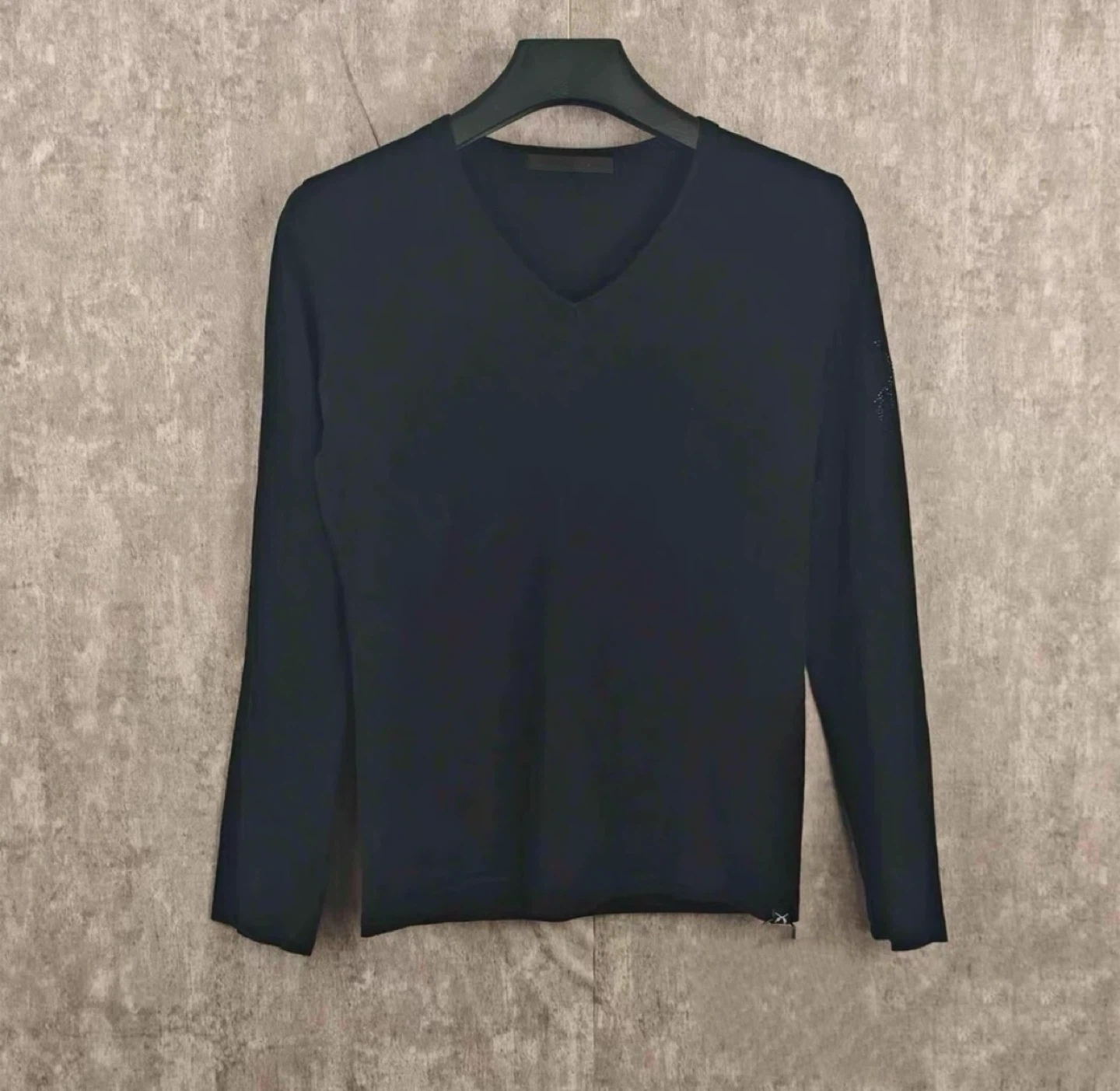 Roar Black V-Neck Sweater with Blue Crystal Embellishment