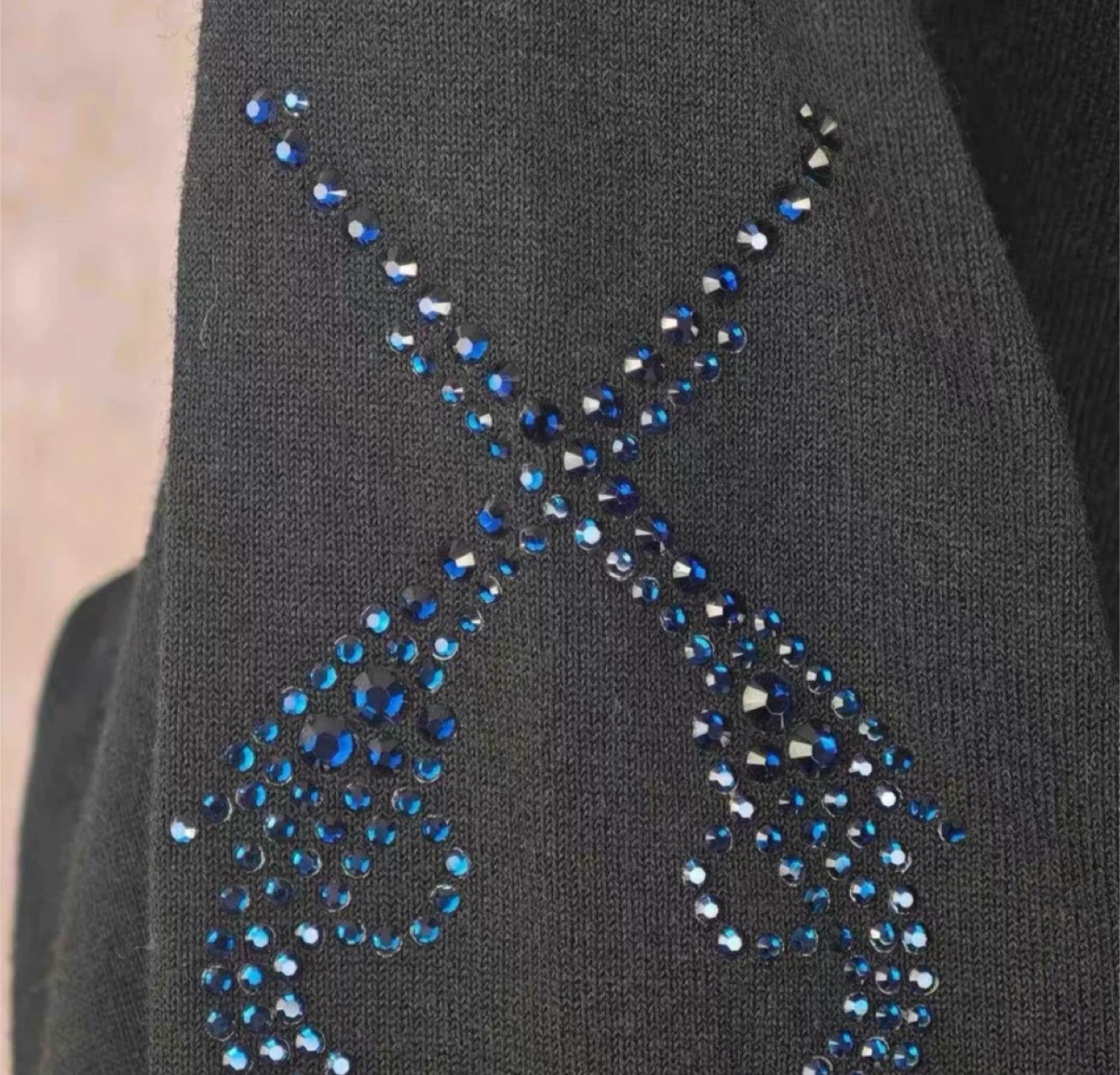 Roar Black V-Neck Sweater with Blue Crystal Embellishment - photo 4