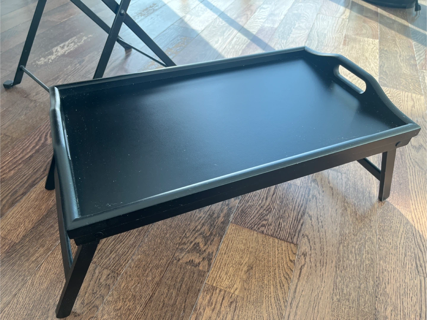 Black Bed Tray Table with Handles