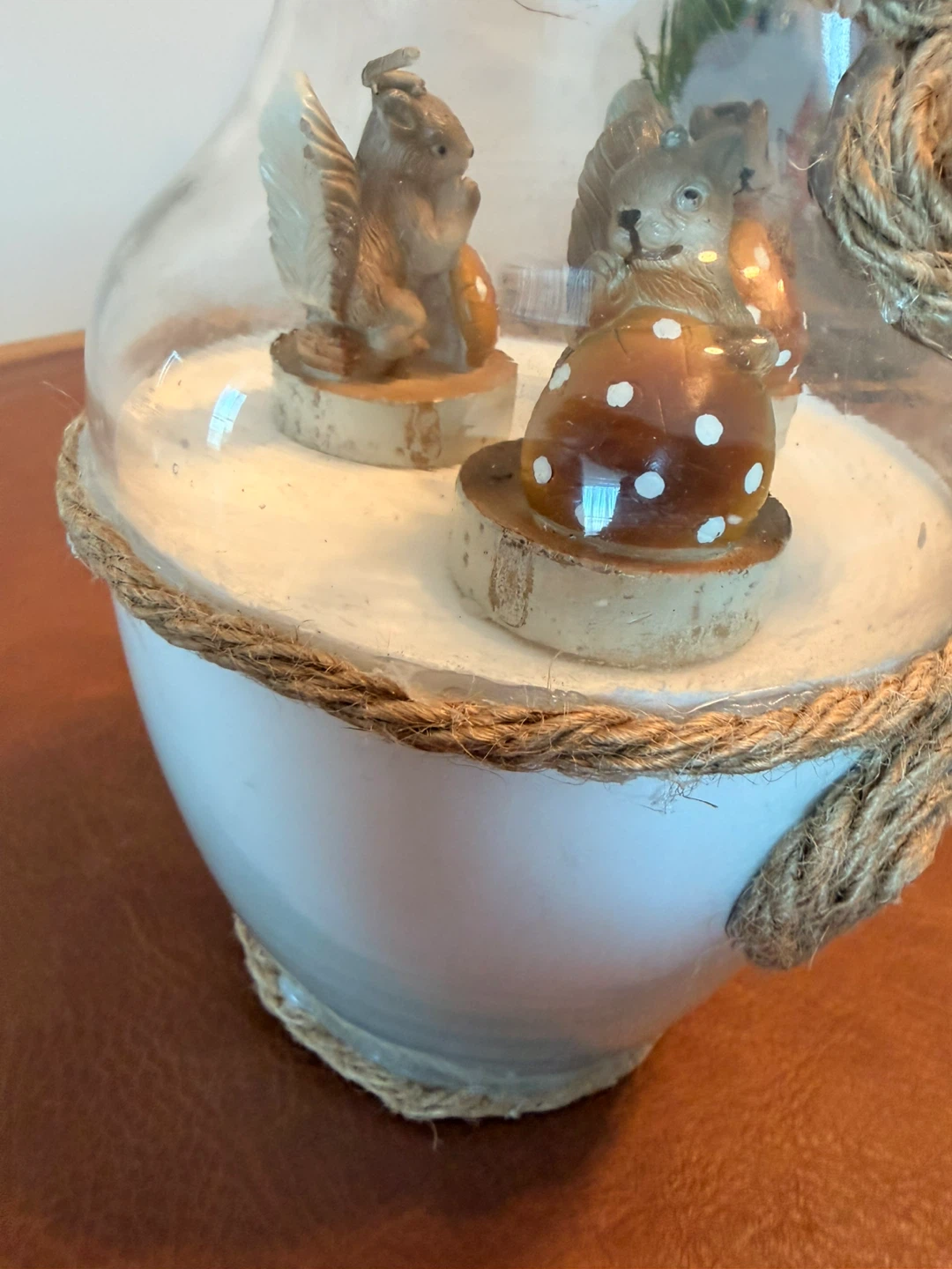 Glass Jar Candle with Squirrels and Mushroom Scene🏆 - photo 4