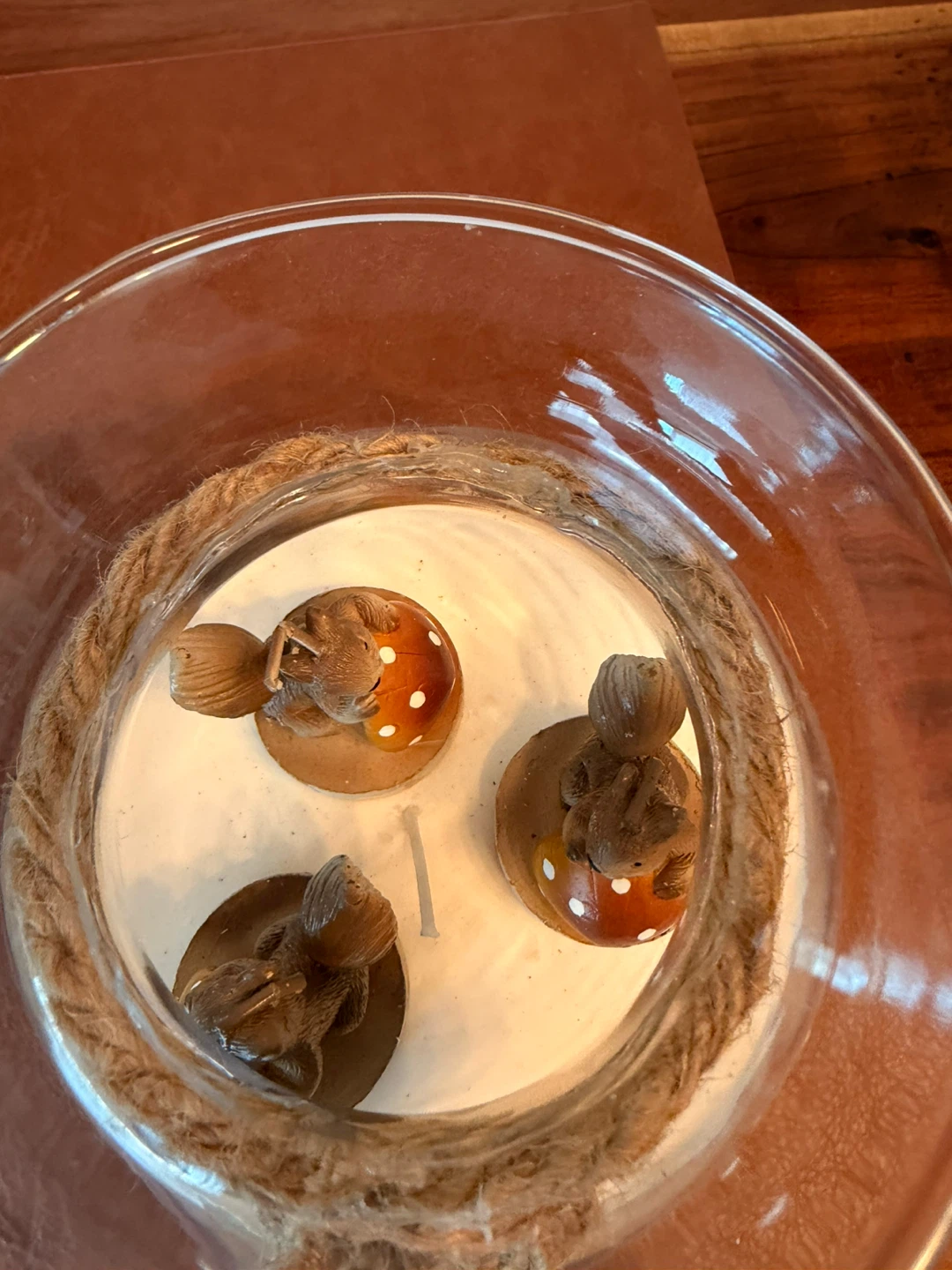 Glass Jar Candle with Squirrels and Mushroom Scene🏆 - photo 3