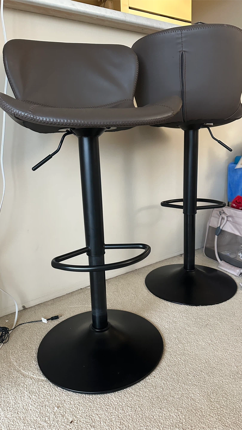 Set of 2 Brown Faux Leather Bar Stools