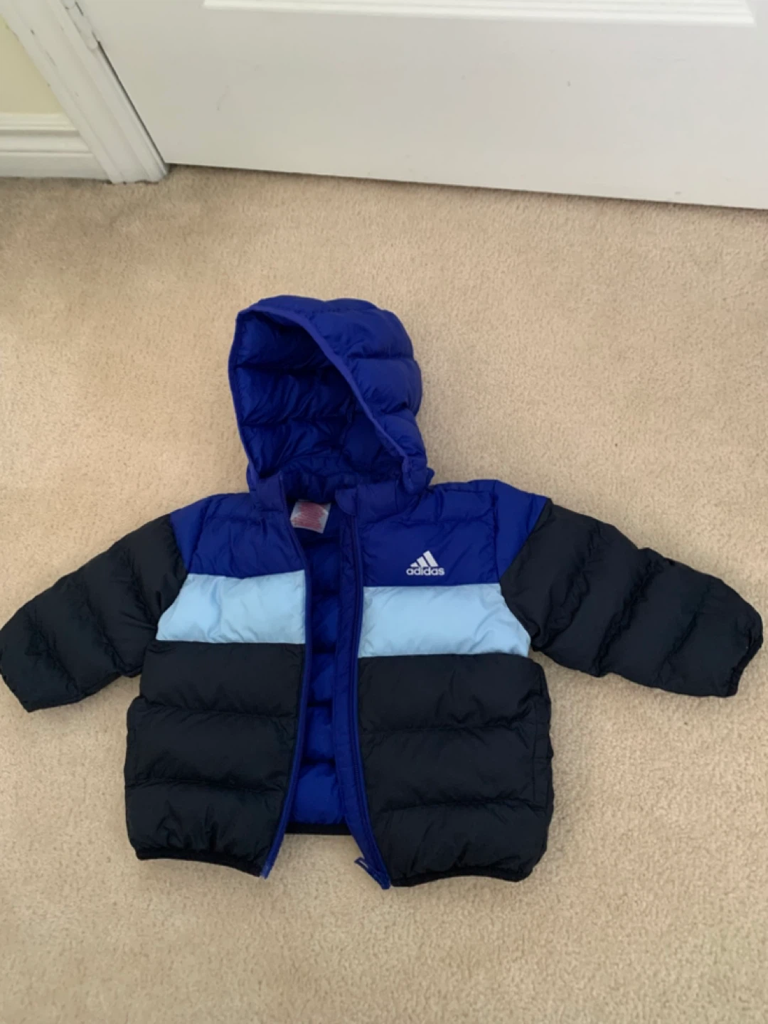 Adidas Puffer Jacket - Blue/Black - Size 12M