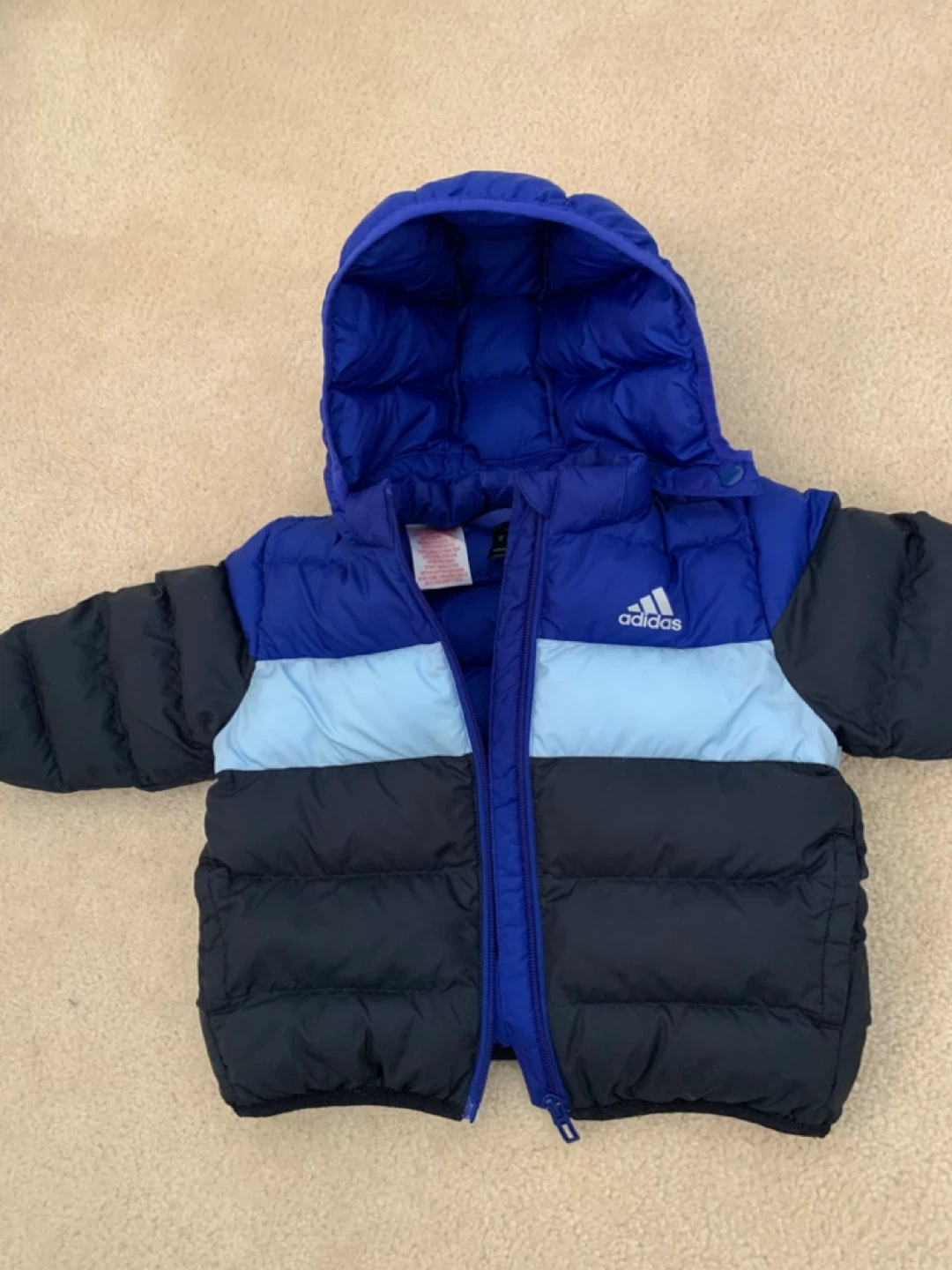Adidas Puffer Jacket - Blue/Black - Size 12M - photo 2