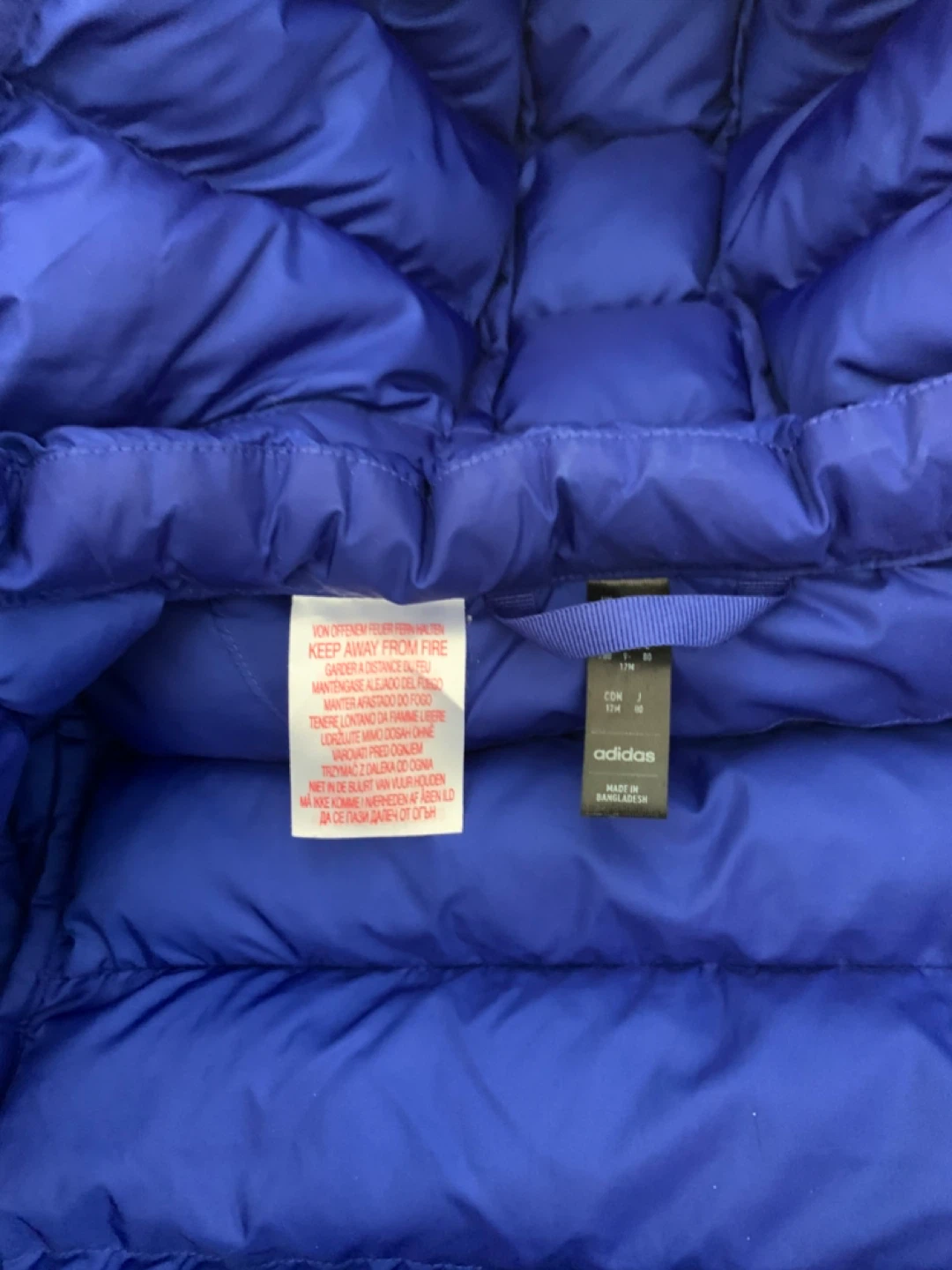 Adidas Puffer Jacket - Blue/Black - Size 12M - photo 4