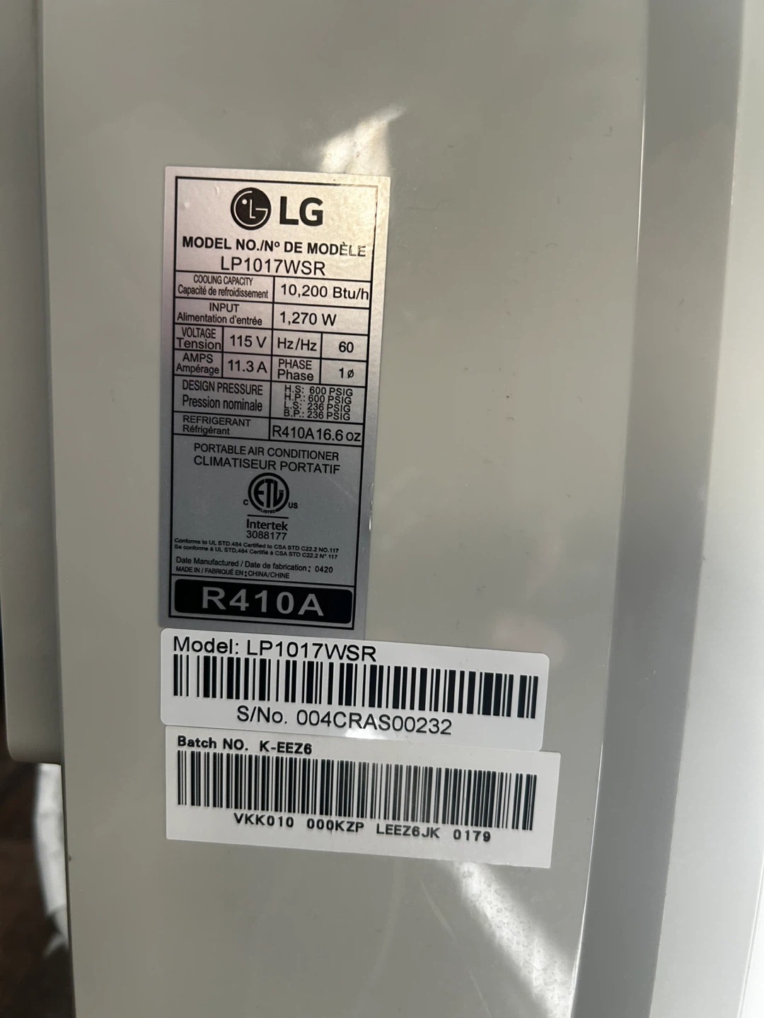 LG Portable Air Conditioner/Fan(10,200 BTU+Full Window Kits) - photo 5