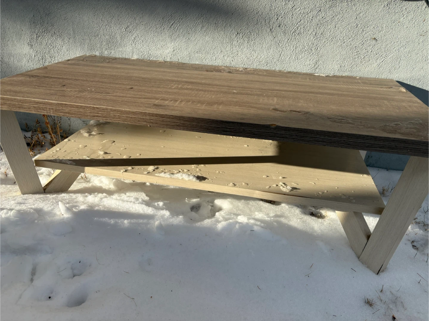 Wood Grain Coffee Table with Shelf - photo 2