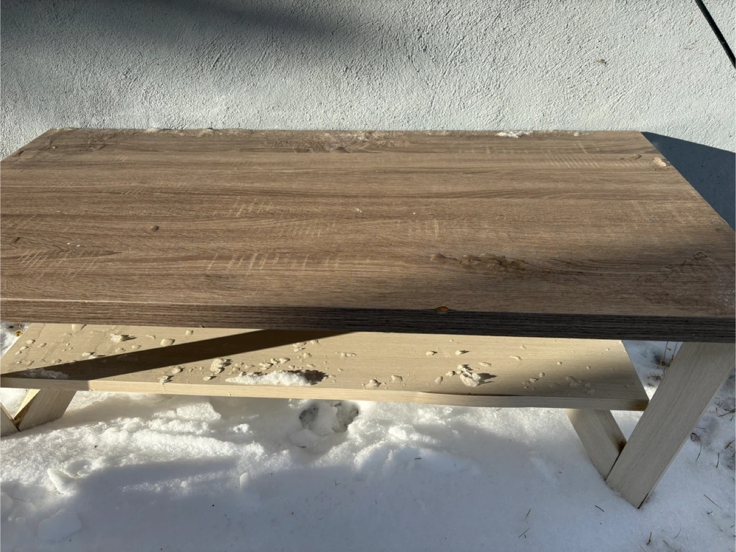 Wood Grain Coffee Table with Shelf