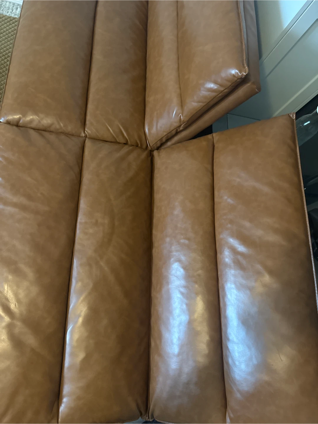 Brown Faux Leather Bench Ottoman - photo 3