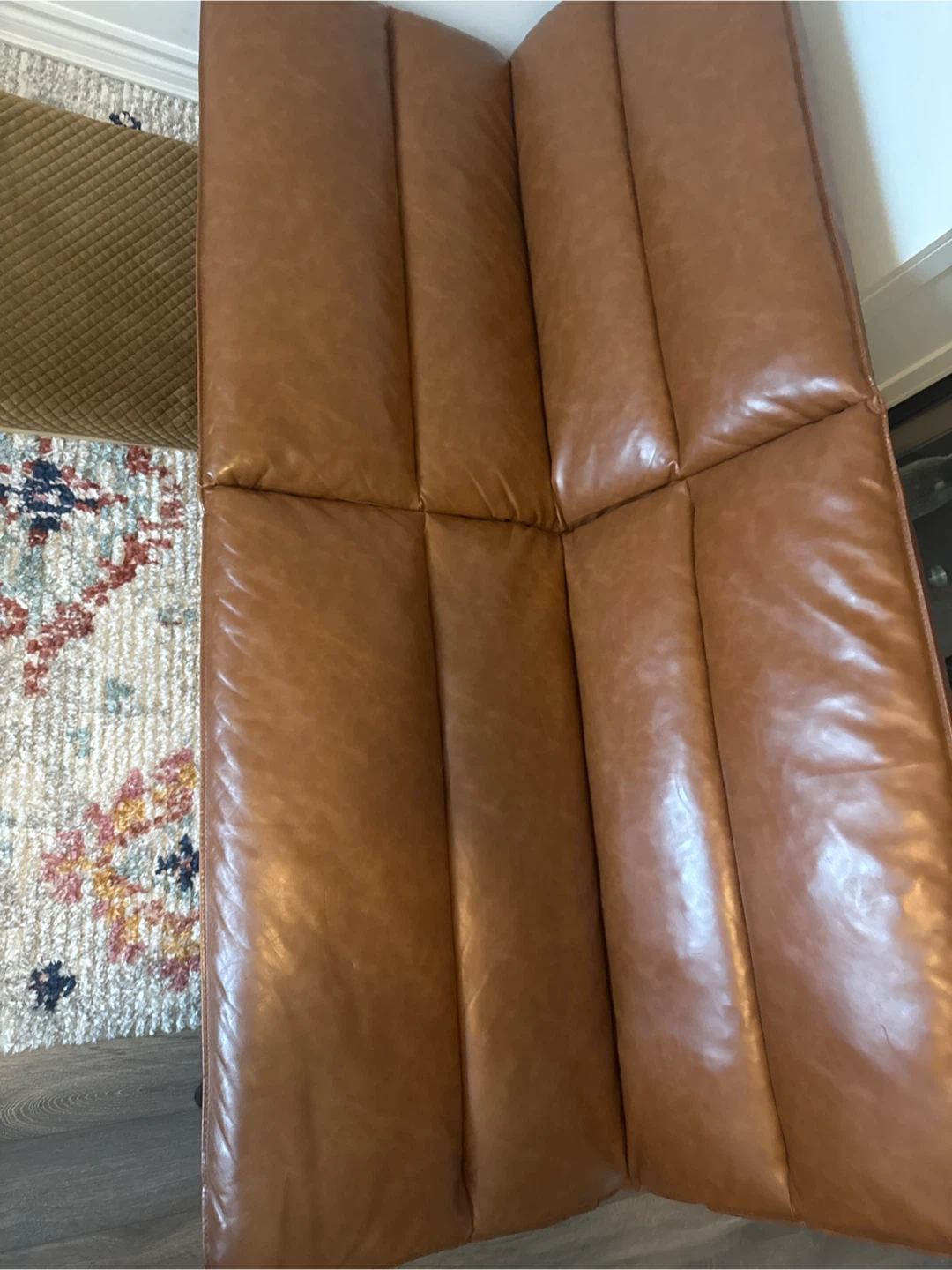Brown Faux Leather Bench Ottoman - photo 4