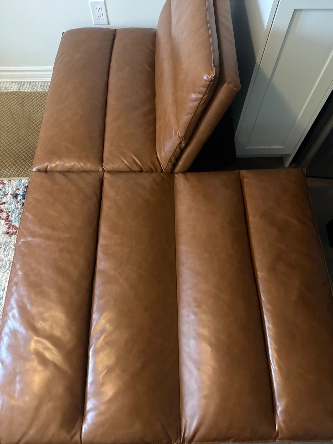 Brown Faux Leather Bench Ottoman - photo 2