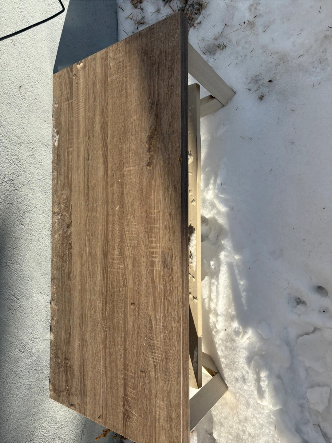 Wood Grain Coffee Table with Shelf - photo 3