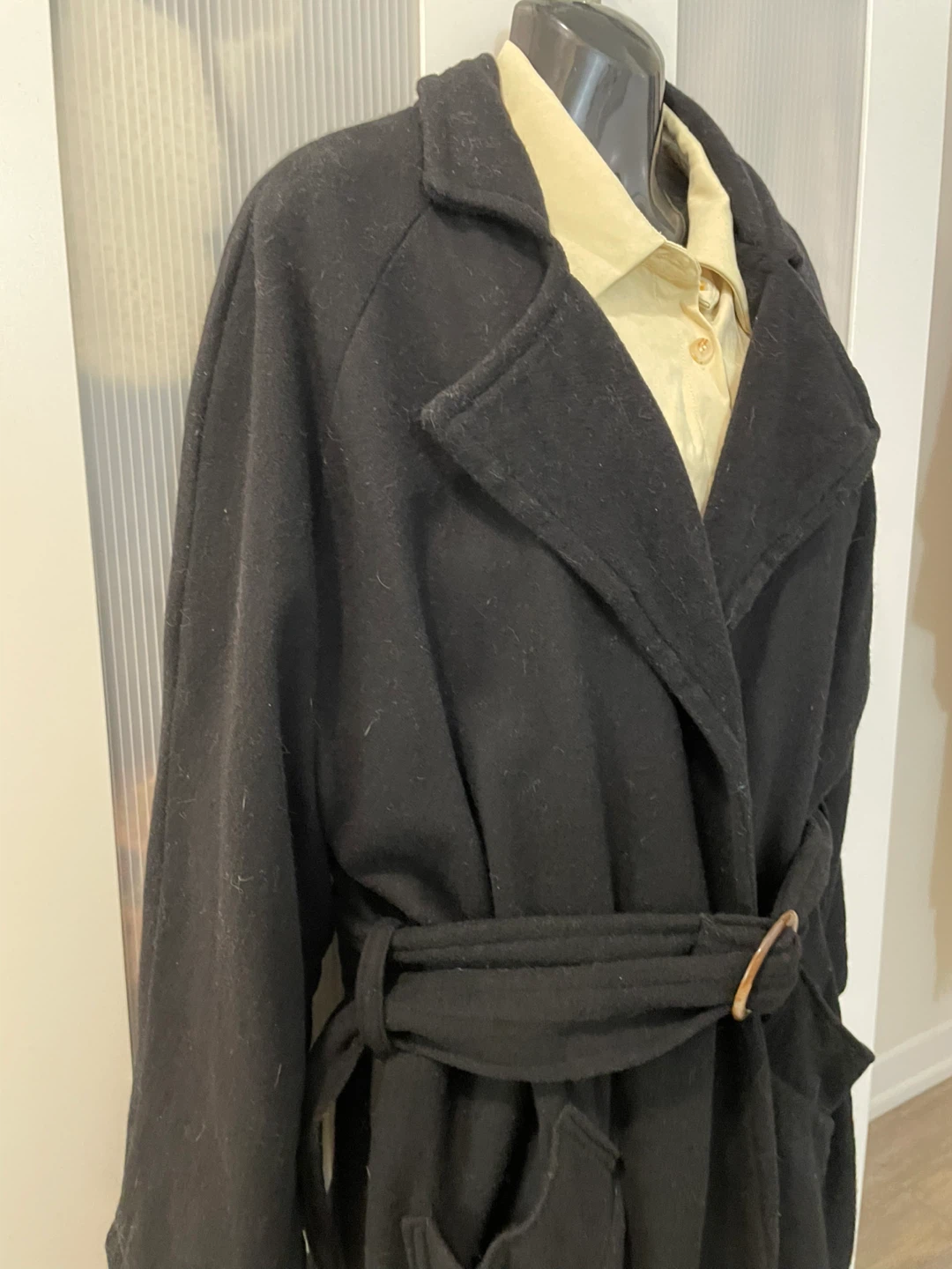 Black Wool Blend Coat with Belt🏆 - photo 3