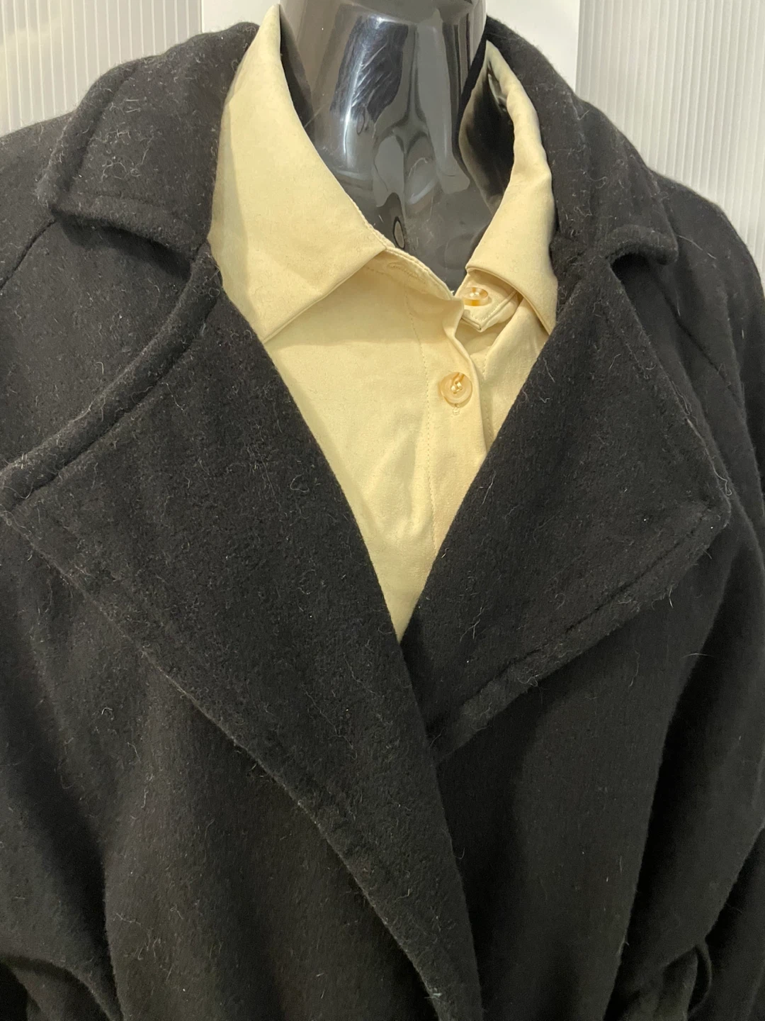 Black Wool Blend Coat with Belt🏆 - photo 2