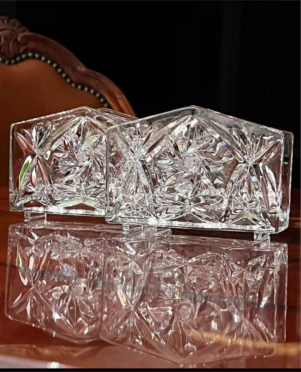 Set of 2 Crystal Glass Napkin Holders - photo 2