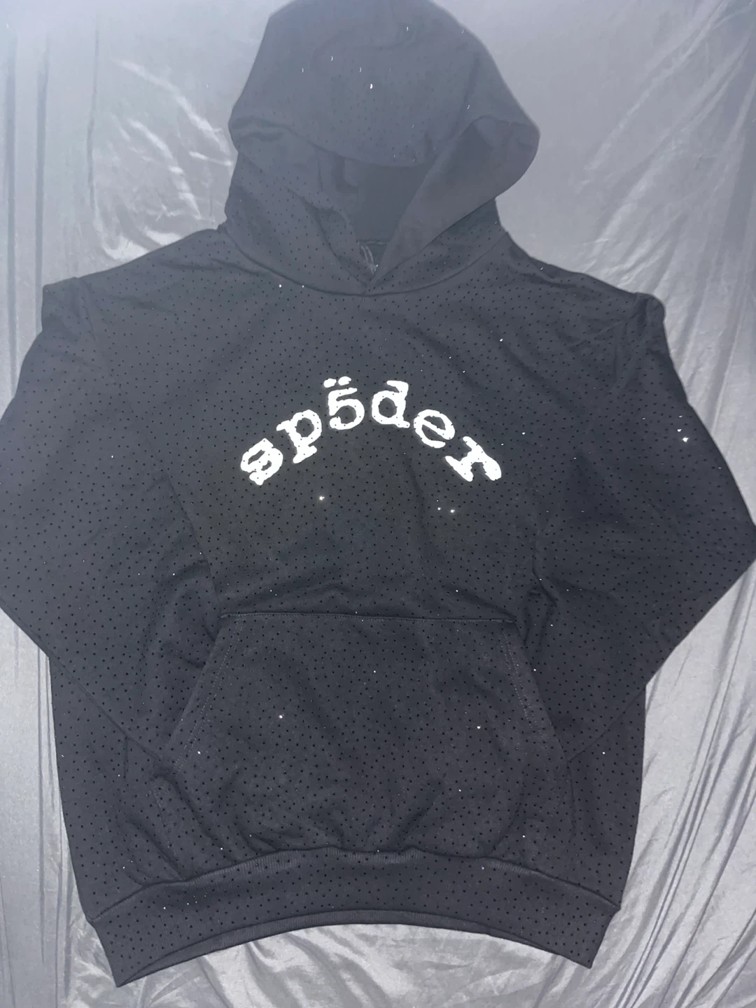 SP5DER Black Perforated Hoodie