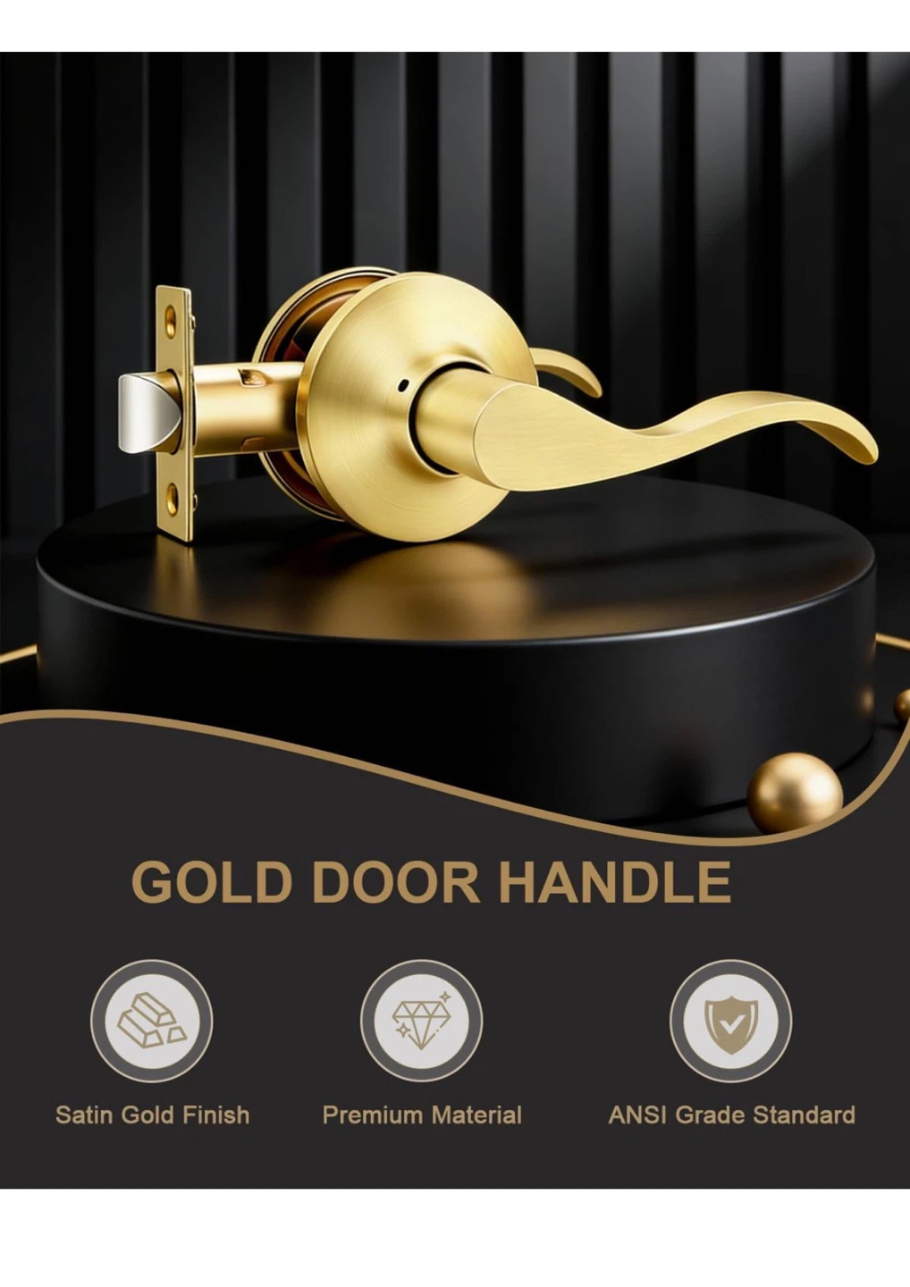 GOBEKOR 6 Pack Passage Door Levers - Satin Gold - photo 2