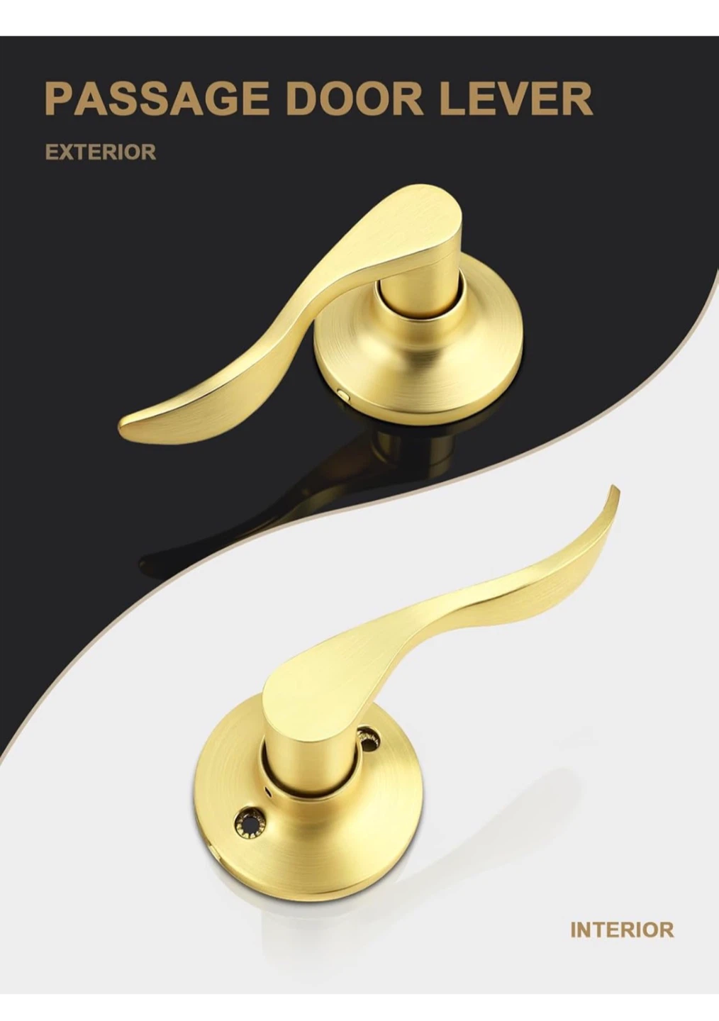 GOBEKOR 6 Pack Passage Door Levers - Satin Gold - photo 3