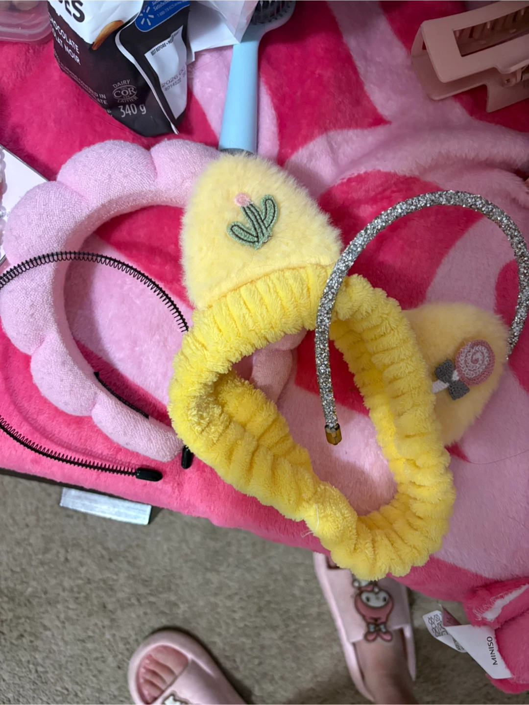 Cute Headbands (2 Pink, 1 Yellow Cactus)