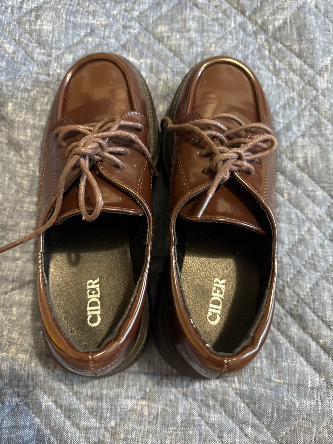 CIDER Women's Brown Patent Chunky Loafers - photo 3