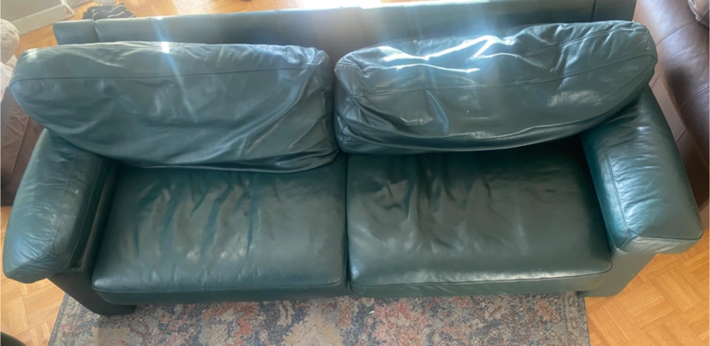 Dark Green Leather Sofa